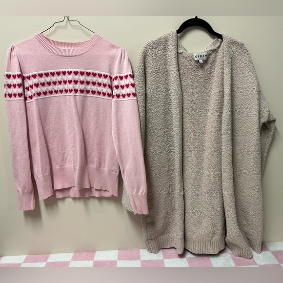 Marled Sweaters - Marled Pink and Beige Sweater Set
